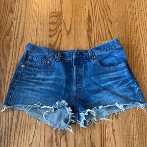 Levi's Distressed Blue Denim Shorts